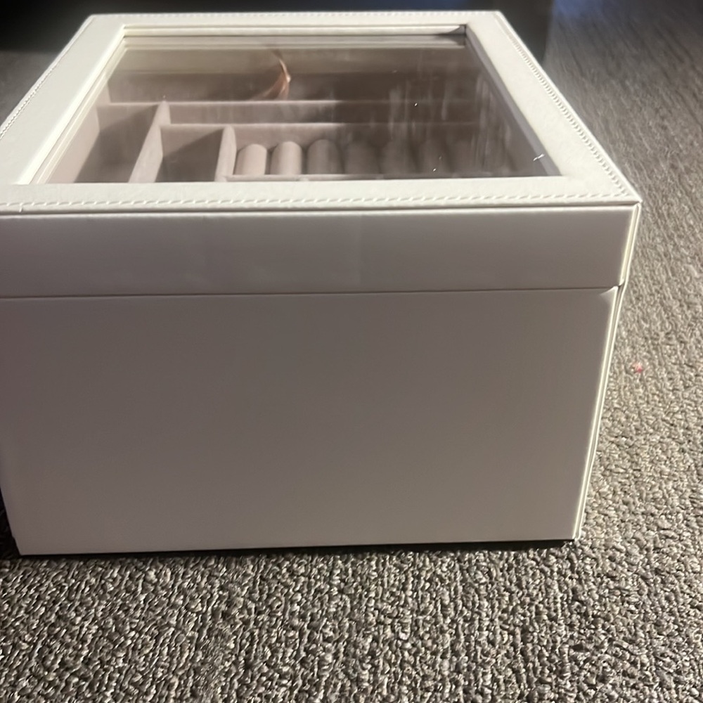 New SONGMICS Jewelry Box with Glass Lid, 3-Layer Jewelry Organizer, 2 Drawers - Picture 5 of 6